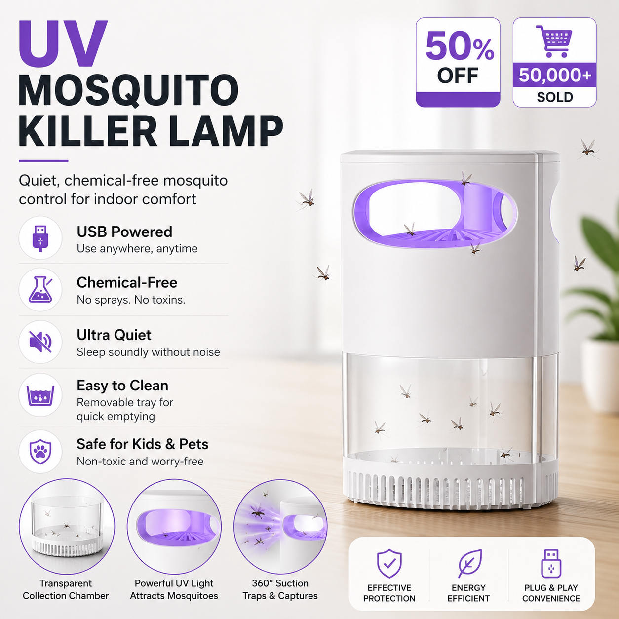 Final Day : 🦟USB-Powered UV Mosquito Trap Lamp – Chemical-Free & Eco-Friendly 🌱
