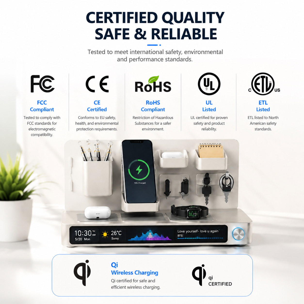 Smart Desk Organizer 🧠 with Wireless Charging ⚡ & Smart Display 📊 | All-in-One Workspace Upgrade 🖥️