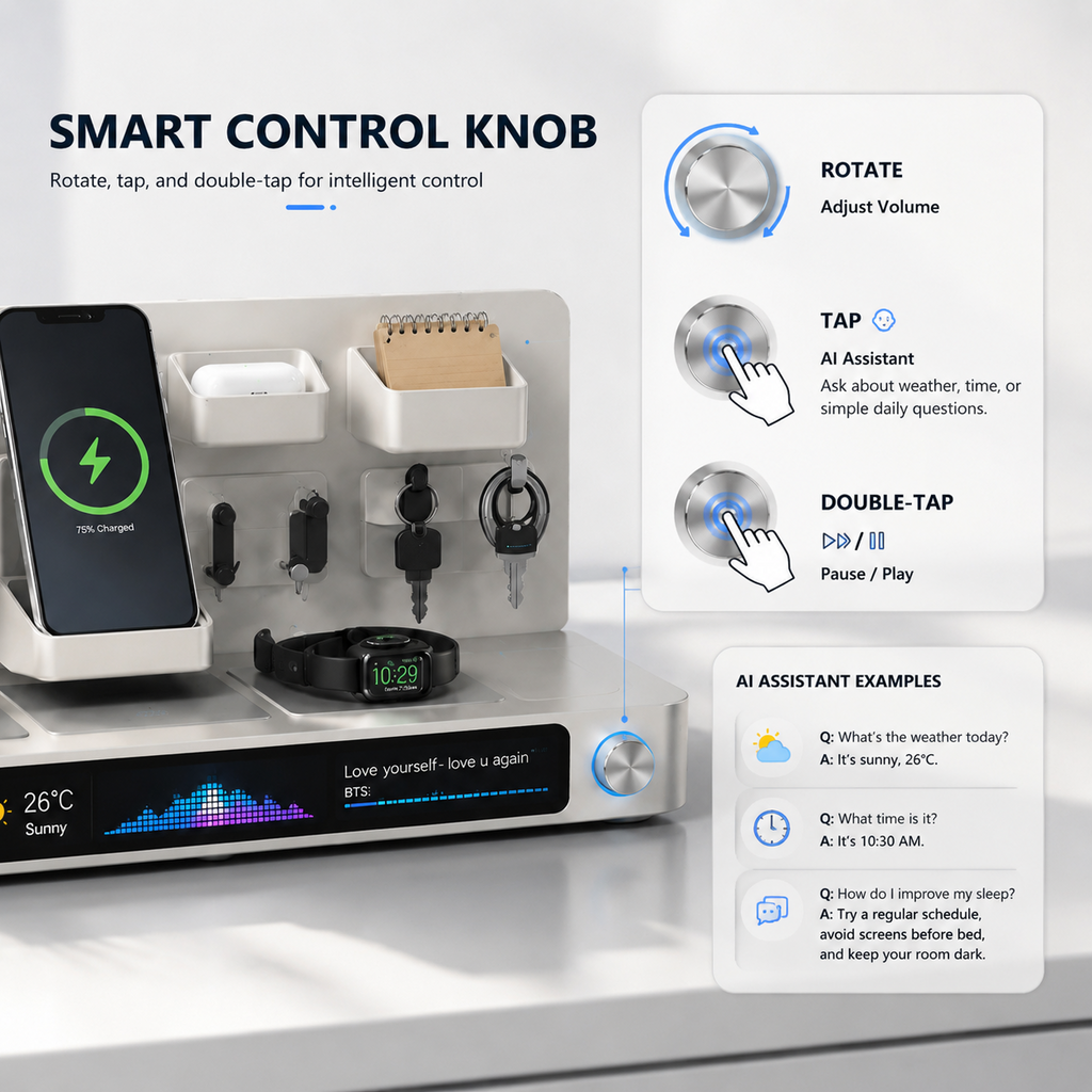 Smart Desk Organizer 🧠 with Wireless Charging ⚡ & Smart Display 📊 | All-in-One Workspace Upgrade 🖥️