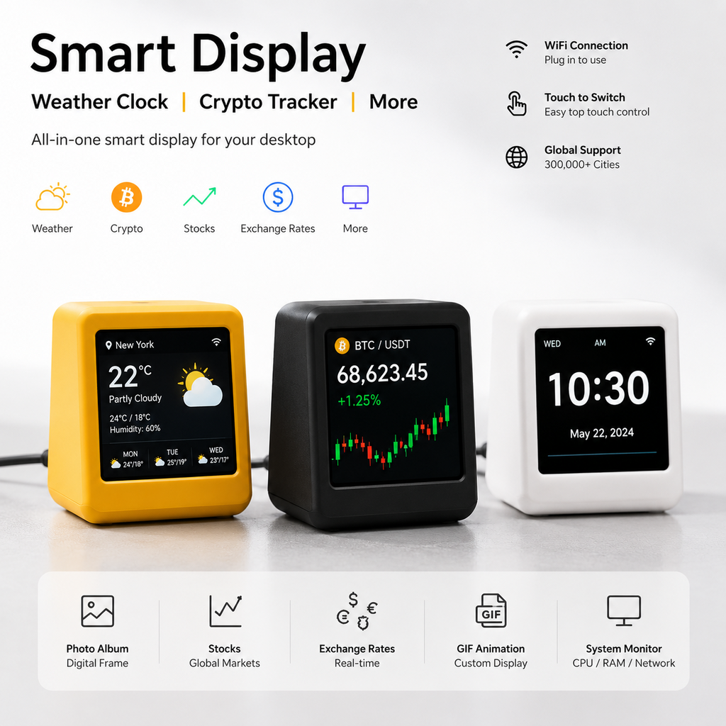 magic pro🖥️All-in-One Smart Desktop Display – Real-Time Crypto, Stocks & Weather Tracker📊